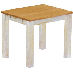 Esstisch 90x73 Rio Classico Shabby Platte Honig massiver Pinien Holztisch - vorgerichtet für Ansteckplatten - Tisch ausziehbar