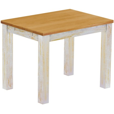 Esstisch 100x73 Rio Classico Shabby Platte Honig massiver Pinien Holztisch - vorgerichtet für Ansteckplatten - Tisch ausziehbar