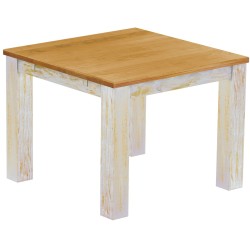 Esstisch 100x100 Rio Classico Shabby Platte Honig massiver Pinien Holztisch - vorgerichtet für Ansteckplatten - Tisch ausziehbar