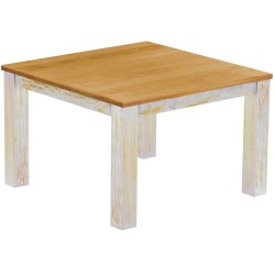 Esstisch 120x120 Rio Classico Shabby Platte Honig massiver Pinien Holztisch - vorgerichtet für Ansteckplatten - Tisch ausziehbar