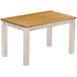 Esstisch 130x80 Rio Classico Shabby Platte Honig massiver Pinien Holztisch - vorgerichtet für Ansteckplatten - Tisch ausziehbar