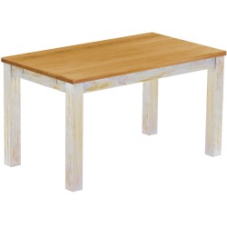 Esstisch 140x80 Rio Classico Shabby Platte Honig massiver Pinien Holztisch - vorgerichtet für Ansteckplatten - Tisch ausziehbar