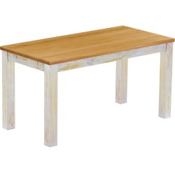 Esstisch 150x73 Rio Classico Shabby Platte Honig massiver Pinien Holztisch - vorgerichtet für Ansteckplatten - Tisch ausziehbar