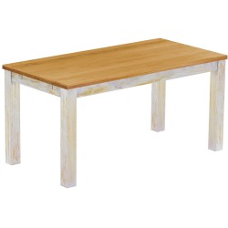 Esstisch 160x80 Rio Classico Shabby Platte Honig massiver Pinien Holztisch - vorgerichtet für Ansteckplatten - Tisch ausziehbar