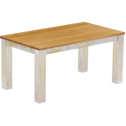 Esstisch 160x90 Rio Classico Shabby Platte Honig massiver Pinien Holztisch - vorgerichtet für Ansteckplatten - Tisch ausziehbar