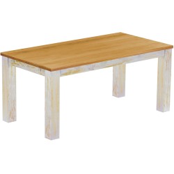 Esstisch 180x90 Rio Classico Shabby Platte Honig massiver Pinien Holztisch - vorgerichtet für Ansteckplatten - Tisch ausziehbar