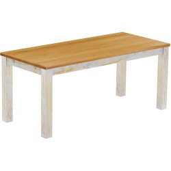 Esstisch 180x80 Rio Classico Shabby Platte Honig massiver Pinien Holztisch - vorgerichtet für Ansteckplatten - Tisch ausziehbar
