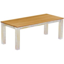 Esstisch 208x90 Rio Classico Shabby Platte Honig massiver Pinien Holztisch - vorgerichtet für Ansteckplatten - Tisch ausziehbar