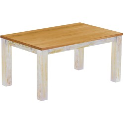 Esstisch 160x100 Rio Classico Shabby Platte Honig massiver Pinien Holztisch - vorgerichtet für Ansteckplatten - Tisch ausziehbar