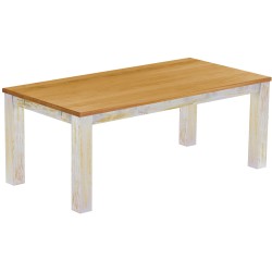 Esstisch 200x100 Rio Classico Shabby Platte Honig massiver Pinien Holztisch - vorgerichtet für Ansteckplatten - Tisch ausziehbar