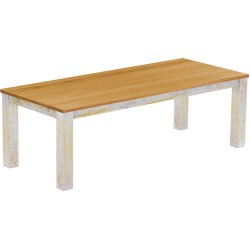 Esstisch 240x100 Rio Classico Shabby Platte Honig massiver Pinien Holztisch - vorgerichtet für Ansteckplatten - Tisch ausziehbar
