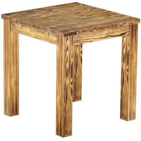 Esstisch 73x73 Rio Classico Pinie geflammt massiver Pinien Holztisch - vorgerichtet für Ansteckplatten - Tisch ausziehbar