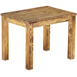 Esstisch 100x73 Rio Classico Pinie geflammt massiver Pinien Holztisch - vorgerichtet für Ansteckplatten - Tisch ausziehbar
