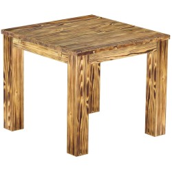 Esstisch 90x90 Rio Classico Pinie geflammt massiver Pinien Holztisch - vorgerichtet für Ansteckplatten - Tisch ausziehbar
