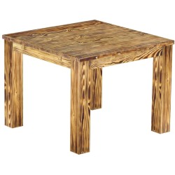 Esstisch 100x100 Rio Classico Pinie geflammt massiver Pinien Holztisch - vorgerichtet für Ansteckplatten - Tisch ausziehbar