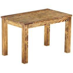 Esstisch 120x73 Rio Classico Pinie geflammt massiver Pinien Holztisch - vorgerichtet für Ansteckplatten - Tisch ausziehbar