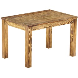 Esstisch 120x80 Rio Classico Pinie geflammt massiver Pinien Holztisch - vorgerichtet für Ansteckplatten - Tisch ausziehbar