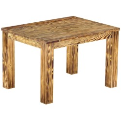 Esstisch 120x90 Rio Classico Pinie geflammt massiver Pinien Holztisch - vorgerichtet für Ansteckplatten - Tisch ausziehbar