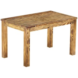 Esstisch 130x80 Rio Classico Pinie geflammt massiver Pinien Holztisch - vorgerichtet für Ansteckplatten - Tisch ausziehbar