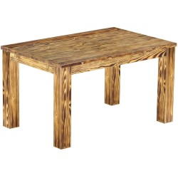 Esstisch 140x90 Rio Classico Pinie geflammt massiver Pinien Holztisch - vorgerichtet für Ansteckplatten - Tisch ausziehbar
