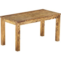 Esstisch 150x73 Rio Classico Pinie geflammt massiver Pinien Holztisch - vorgerichtet für Ansteckplatten - Tisch ausziehbar