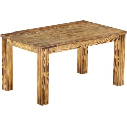 Esstisch 150x90 Rio Classico Pinie geflammt massiver Pinien Holztisch - vorgerichtet für Ansteckplatten - Tisch ausziehbar