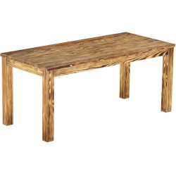 Esstisch 180x80 Rio Classico Pinie geflammt massiver Pinien Holztisch - vorgerichtet für Ansteckplatten - Tisch ausziehbar