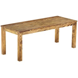 Esstisch 200x80 Rio Classico Pinie geflammt massiver Pinien Holztisch - vorgerichtet für Ansteckplatten - Tisch ausziehbar