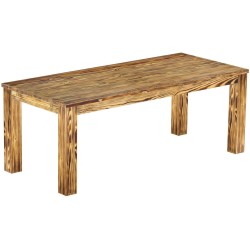 Esstisch 208x90 Rio Classico Pinie geflammt massiver Pinien Holztisch - vorgerichtet für Ansteckplatten - Tisch ausziehbar