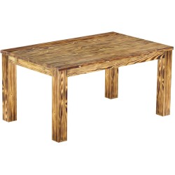 Esstisch 160x100 Rio Classico Pinie geflammt massiver Pinien Holztisch - vorgerichtet für Ansteckplatten - Tisch ausziehbar