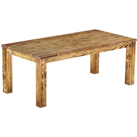 Esstisch 200x100 Rio Classico Pinie geflammt massiver Pinien Holztisch - vorgerichtet für Ansteckplatten - Tisch ausziehbar