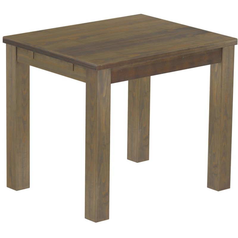 Esstisch 90x73 Rio Classico Graphitgrau massiver Pinien Holztisch - vorgerichtet für Ansteckplatten - Tisch ausziehbar