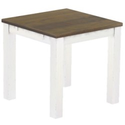 Esstisch 80x80 Rio Classico Graphitgrau Weiss massiver Pinien Holztisch - vorgerichtet für Ansteckplatten - Tisch ausziehbar