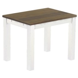 Esstisch 100x73 Rio Classico Graphitgrau Weiss massiver Pinien Holztisch - vorgerichtet für Ansteckplatten - Tisch ausziehbar