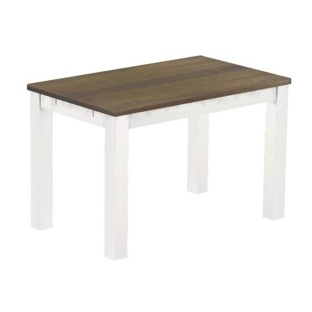 Esstisch 120x73 Rio Classico Graphitgrau Weiss massiver Pinien Holztisch - vorgerichtet für Ansteckplatten - Tisch ausziehbar