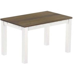 Esstisch 130x80 Rio Classico Graphitgrau Weiss massiver Pinien Holztisch - vorgerichtet für Ansteckplatten - Tisch ausziehbar