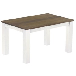 Esstisch 140x90 Rio Classico Graphitgrau Weiss massiver Pinien Holztisch - vorgerichtet für Ansteckplatten - Tisch ausziehbar
