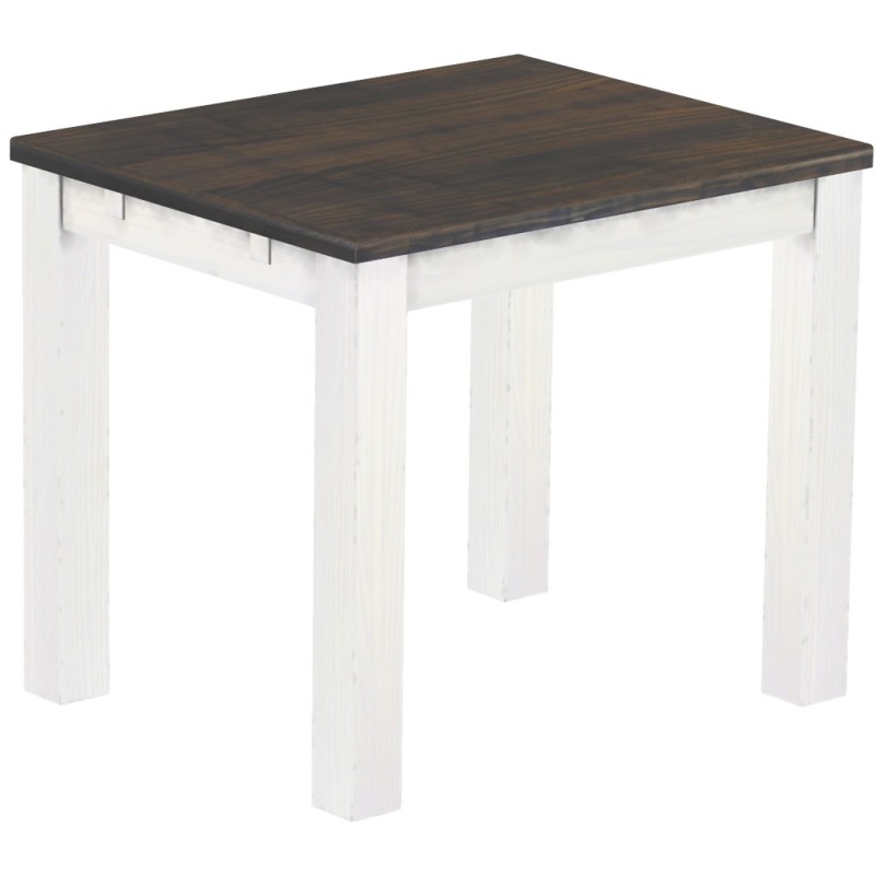 Esstisch 90x73 Rio Classico Granitgrau Weiss massiver Pinien Holztisch - vorgerichtet für Ansteckplatten - Tisch ausziehbar