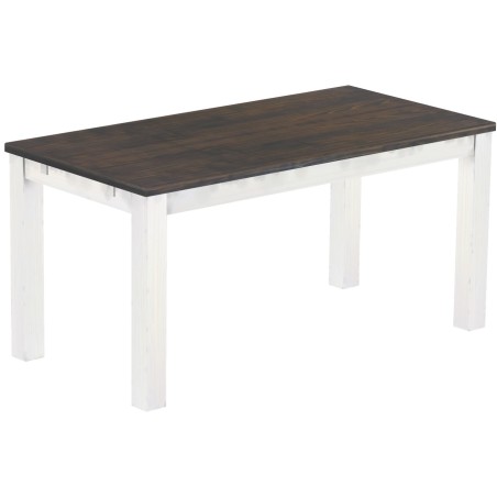 Esstisch 160x80 Rio Classico Granitgrau Weiss massiver Pinien Holztisch - vorgerichtet für Ansteckplatten - Tisch ausziehbar
