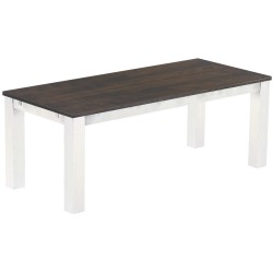 Esstisch 208x90 Rio Classico Granitgrau Weiss massiver Pinien Holztisch - vorgerichtet für Ansteckplatten - Tisch ausziehbar