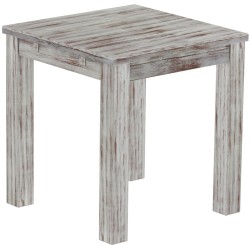 Esstisch 73x73 Rio Classico Shabby Nussbaum massiver Pinien Holztisch - vorgerichtet für Ansteckplatten - Tisch ausziehbar