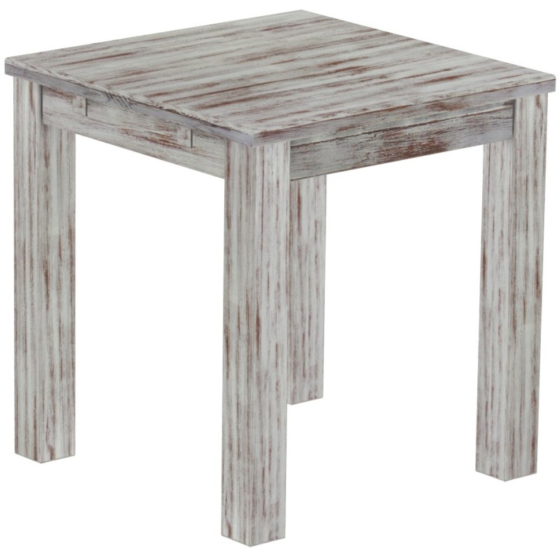 Esstisch 73x73 Rio Classico Shabby Nussbaum massiver Pinien Holztisch - vorgerichtet für Ansteckplatten - Tisch ausziehbar
