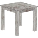 Esstisch 80x80 Rio Classico Shabby Nussbaum massiver Pinien Holztisch - vorgerichtet für Ansteckplatten - Tisch ausziehbar