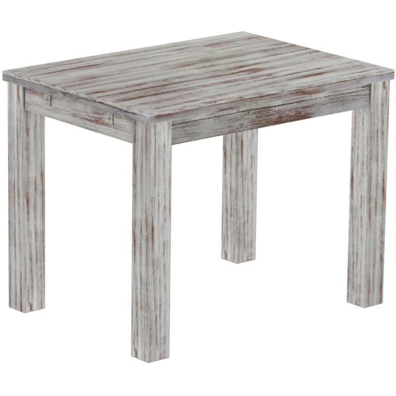 Esstisch 100x73 Rio Classico Shabby Nussbaum massiver Pinien Holztisch - vorgerichtet für Ansteckplatten - Tisch ausziehbar