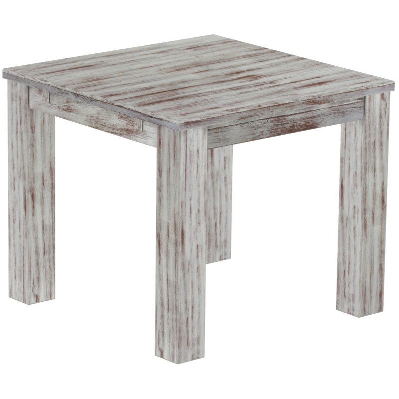 Esstisch 90x90 Rio Classico Shabby Nussbaum massiver Pinien Holztisch - vorgerichtet für Ansteckplatten - Tisch ausziehbar