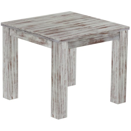 Esstisch 90x90 Rio Classico Shabby Nussbaum massiver Pinien Holztisch - vorgerichtet für Ansteckplatten - Tisch ausziehbar