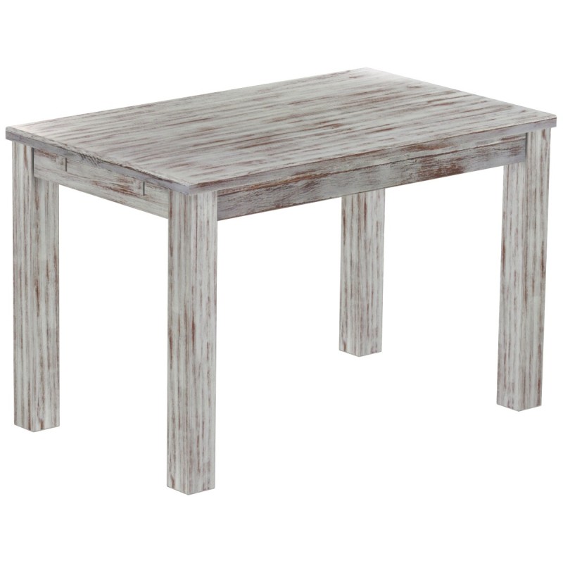 Esstisch 120x73 Rio Classico Shabby Nussbaum massiver Pinien Holztisch - vorgerichtet für Ansteckplatten - Tisch ausziehbar