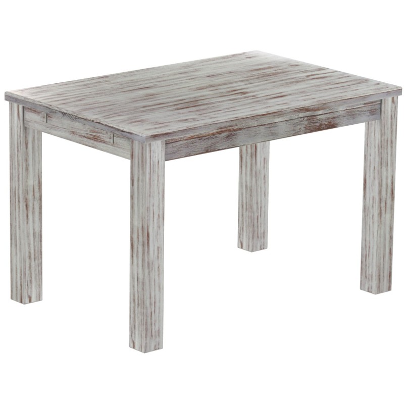 Esstisch 120x80 Rio Classico Shabby Nussbaum massiver Pinien Holztisch - vorgerichtet für Ansteckplatten - Tisch ausziehbar