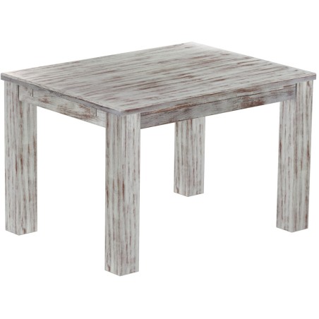 Esstisch 120x90 Rio Classico Shabby Nussbaum massiver Pinien Holztisch - vorgerichtet für Ansteckplatten - Tisch ausziehbar