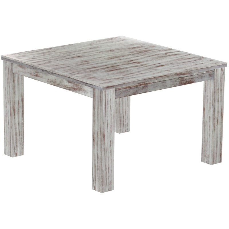 Esstisch 120x120 Rio Classico Shabby Nussbaum massiver Pinien Holztisch - vorgerichtet für Ansteckplatten - Tisch ausziehbar